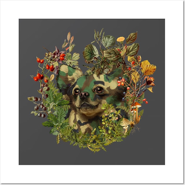 Camo Chihuahua Forest Adventure Wall Art by 38Sunsets